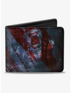 Promo 💯 Friday The 13th Logo Jason Machete Blood Splatter Bi-Fold Wallet ⌛