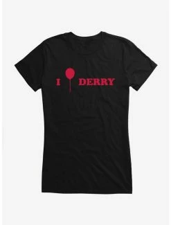 New ๐ฏ IT Chapter Two I Balloon Derry Red Script ๐ง Girls T-Shirt ๐