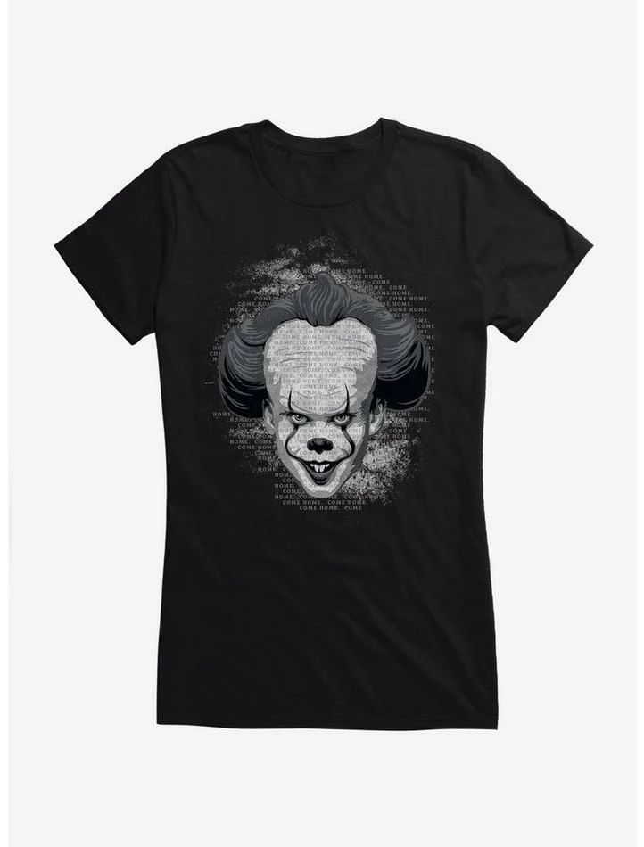 Discount ๐ฏ IT Chapter Two Pennywise Come Home Script Grayscale ๐ง Girls T-Shirt ๐คฉ - Image 2
