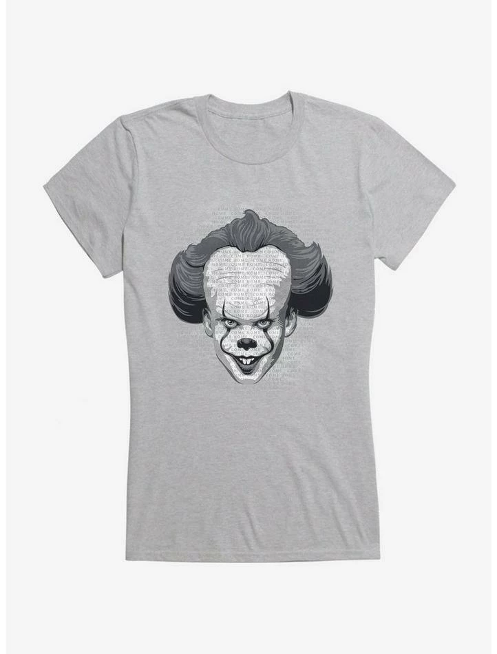 Discount ๐ฏ IT Chapter Two Pennywise Come Home Script Grayscale ๐ง Girls T-Shirt ๐คฉ - Image 4