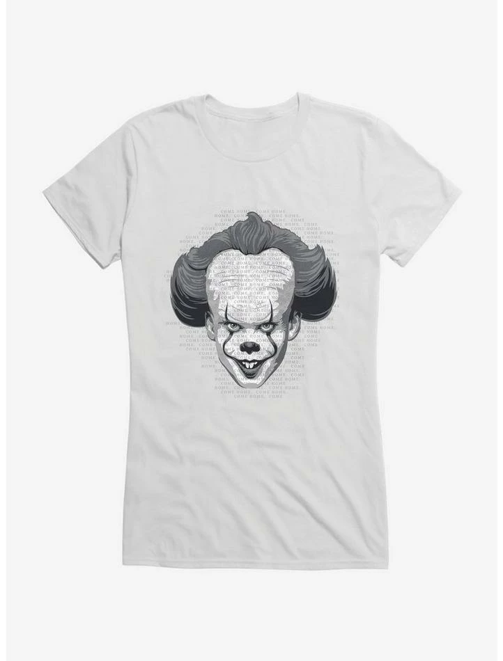 Discount ๐ฏ IT Chapter Two Pennywise Come Home Script Grayscale ๐ง Girls T-Shirt ๐คฉ - Image 6