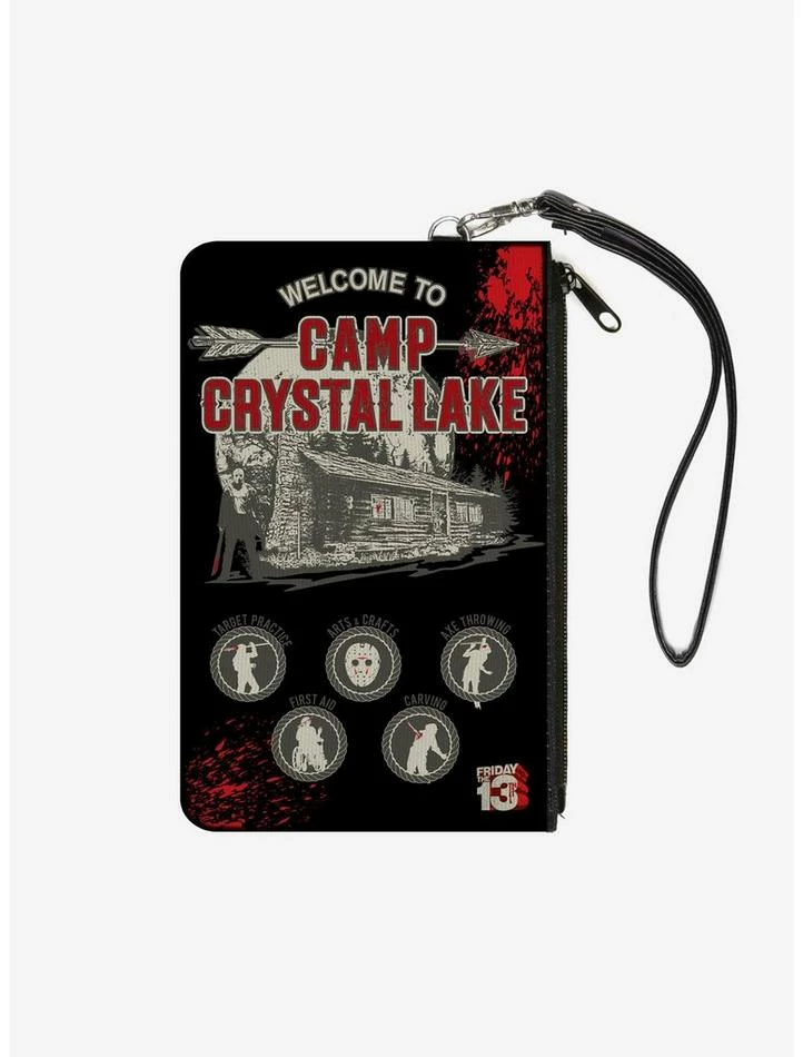 Flash Sale 😍 Friday The 13th Welcome To Camp Crystal Lake Jason Cabin Wallet Canvas Zip Clutch 😍