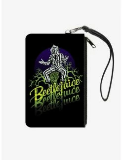 Brand new 🥰 Beetlejuice Sitting on Tombstone Pose Zip Clutch Canvas Wallet 💯
