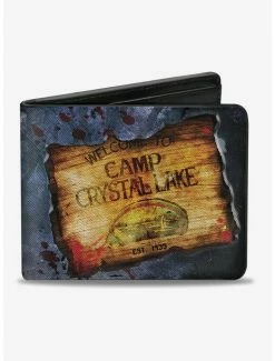 Best Pirce 🔥 Friday the 13th Welcome to Camp Crystal Lake Sign Bifold Wallet 😍
