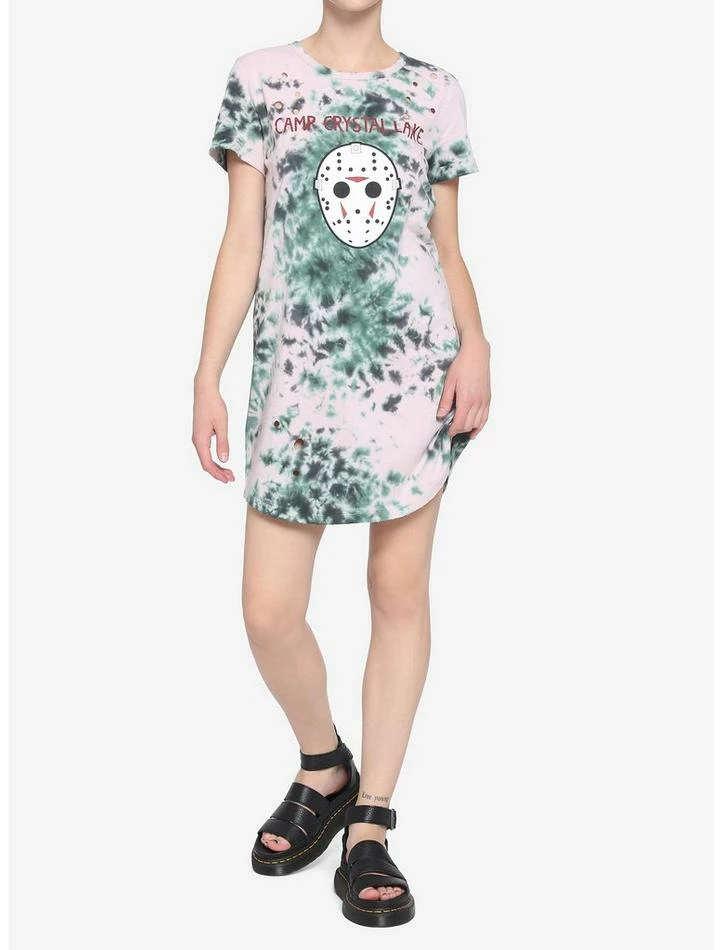Buy ๐ฅฐ Friday The 13th Camp Crystal Lake Distressed Tie-Dye T-Shirt ๐ Dress ๐ - Image 2
