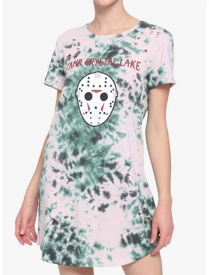 Buy ๐ฅฐ Friday The 13th Camp Crystal Lake Distressed Tie-Dye T-Shirt ๐ Dress ๐