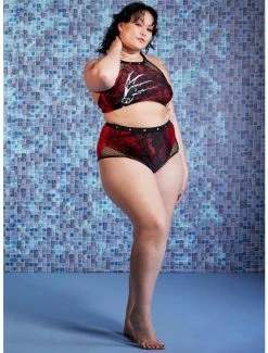 Best deal 😀 A Nightmare On Elm Street Grommet High-Waisted Swim Bottoms Plus Size 🎁