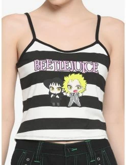 Deals ⭐ Beetlejuice Chibi Characters 👧 Girls Crop Strappy Tank Top 🛒