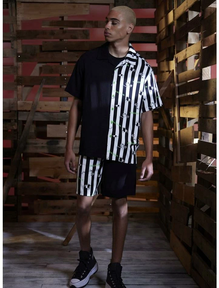 Flash Sale π― Beetlejuice Stripe Split Woven Button-Up π - Image 2