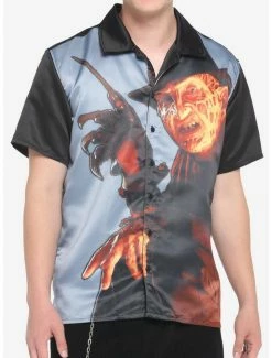 Promo โ Freddy Vs. Jason Freddy Sublimated Woven Button-Up ๐
