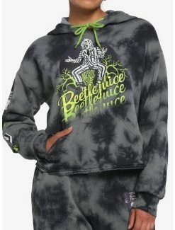 Flash Sale ๐ Beetlejuice Icons Wash ๐ง Girls Crop Hoodie ๐ฅ