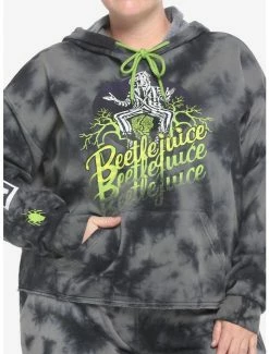 Promo ๐ Beetlejuice Icons Wash ๐ง Girls Crop Hoodie Plus Size โ๏ธ