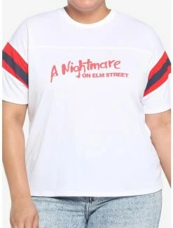 Cheapest ๐ A Nightmare On Elm Street Varsity ๐ง Girls Crop Jersey Top Plus Size โค๏ธ