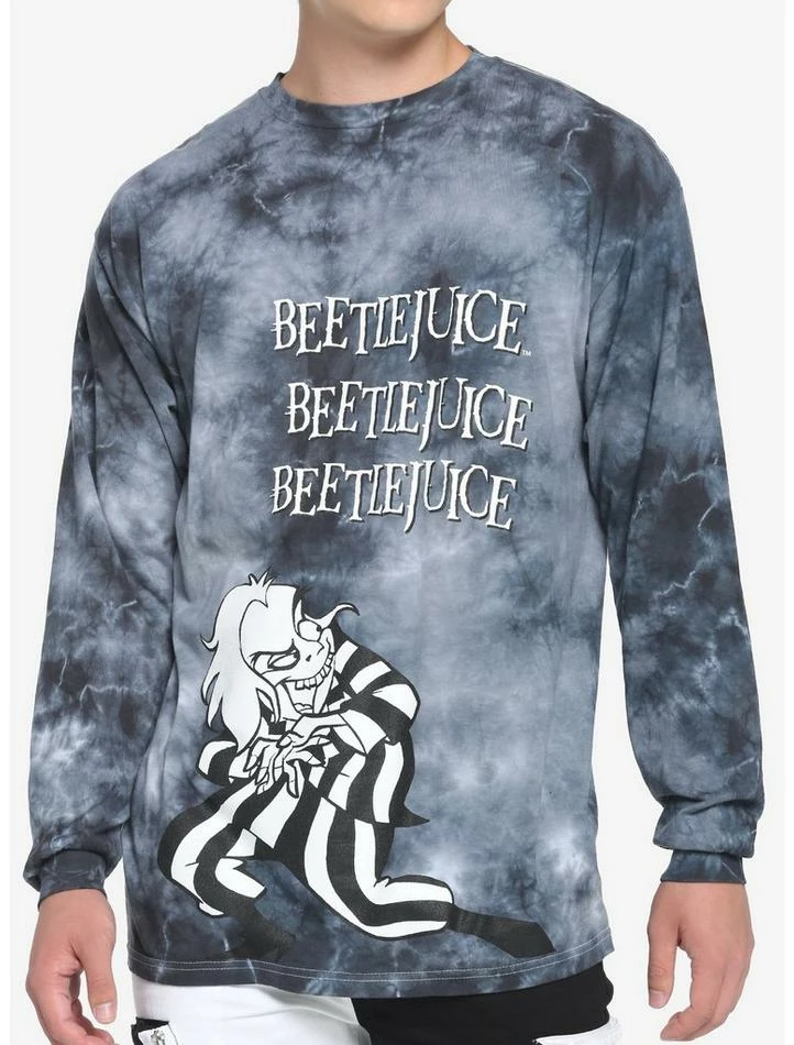 Best Pirce 😍 Beetlejuice Cartoon Dark Wash Long-Sleeve T-Shirt 🎁