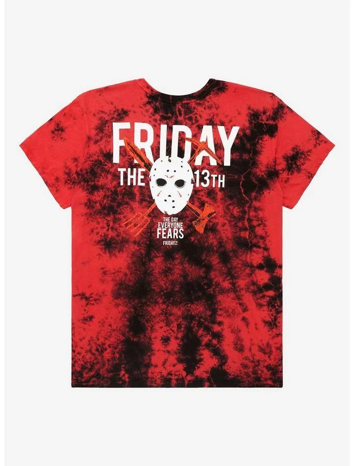 Buy 🎁 Friday The 13th Mask Tie-Dye Boyfriend Fit 👧 Girls T-Shirt Plus Size ⭐ - Image 2