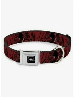 Hot Sale ⭐ A Nightmare on Elm Street Freddy Poses Quote Hand Scratching Seatbelt Buckle 🐶 Dog Collar ⌛