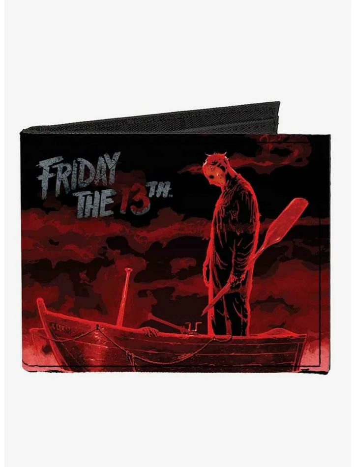 Flash Sale โ๏ธ Friday The 13th Jason Boat Murder Canvas Bifold Wallet ๐